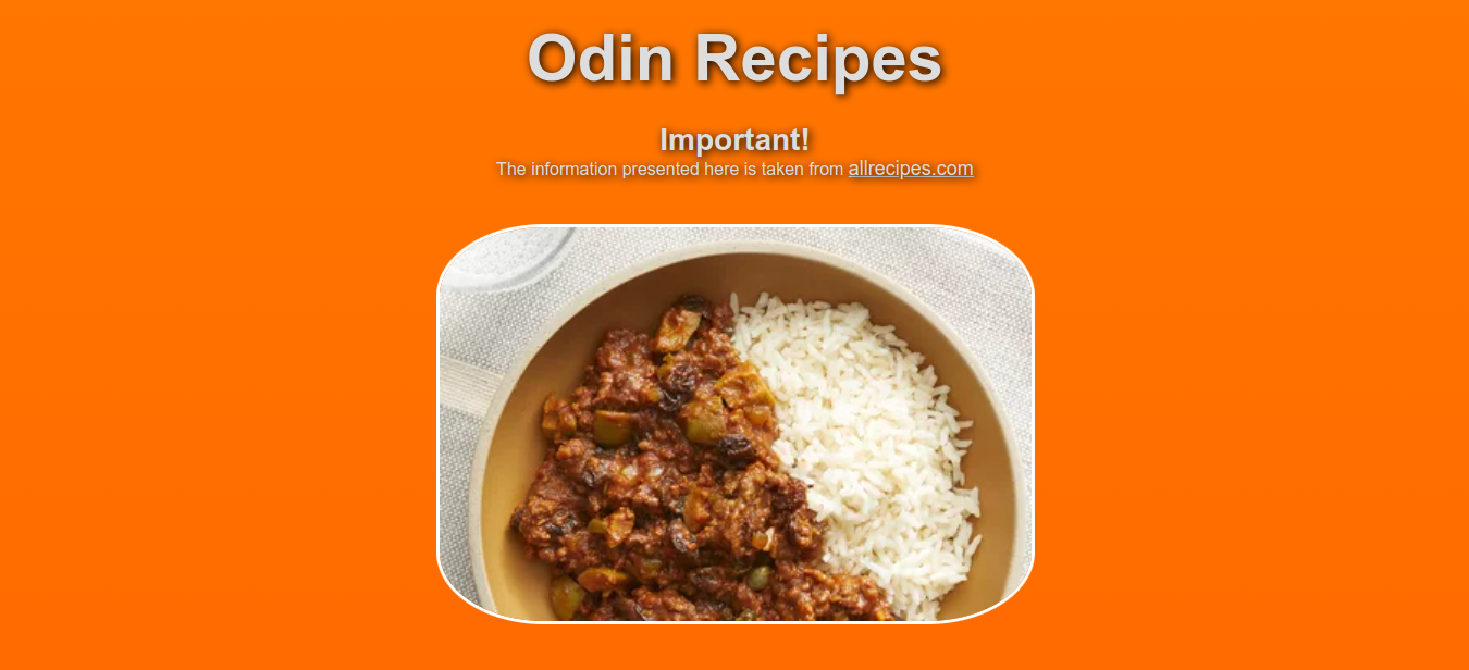 Odin recipes web page