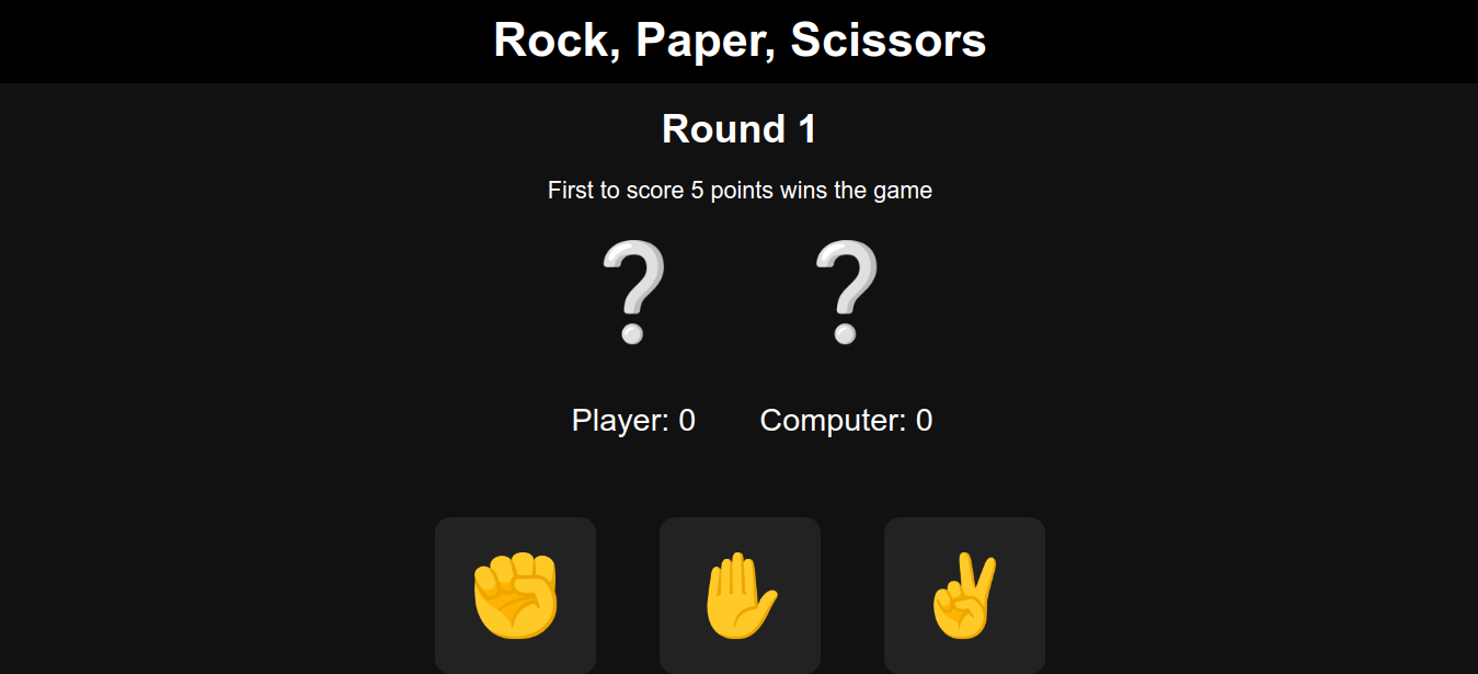 Rock, paper, scissors web page